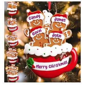 Personalized Gingerbread Christmas Ornaments Family of 4